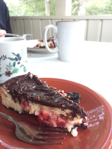 Cheesecake & Coffee on the porch